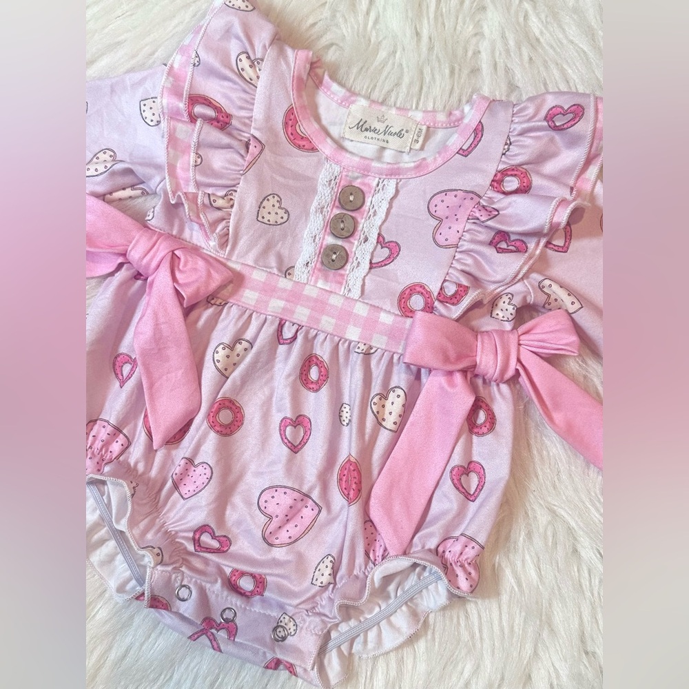 Pink Heart Patterned Romper